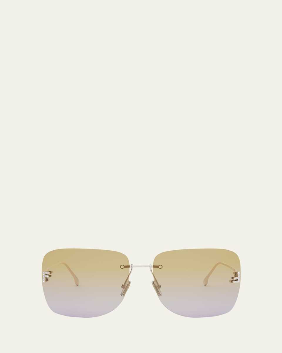Embellished Logo Metal Butterfly Sunglasses